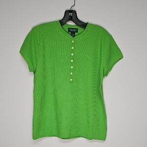 Vintage Lauren Jeans Co Henley, Dark Lime, Size Large, NEW